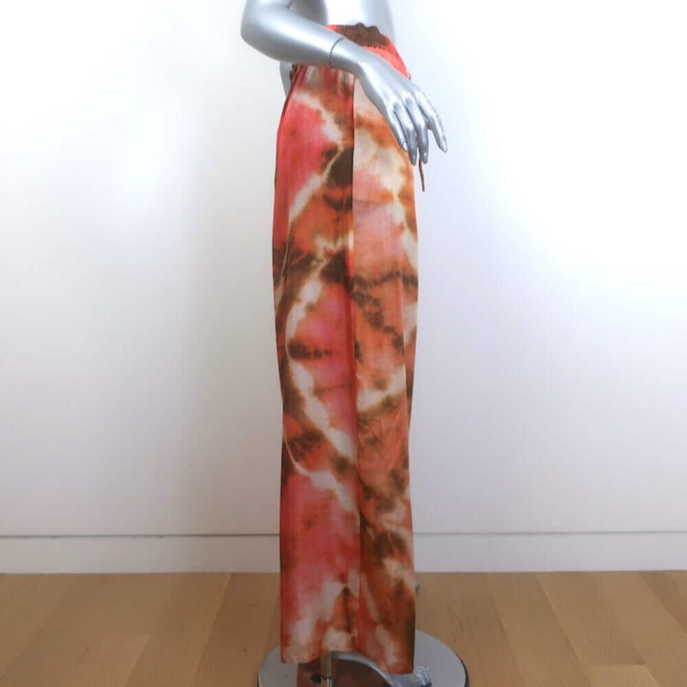 Zimmermann Vacay Tie Dye Shirt & Relaxed Pants Set Pink/Orange Silk Size 2 NEW - Picture 5 of 14